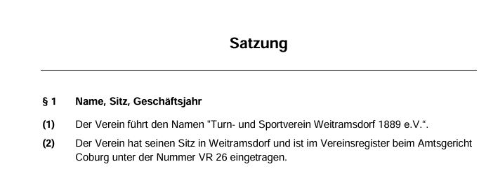 Neue Satzung